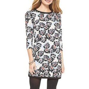 π Xhilaration Floral Dress Blue Black White zip Sz M